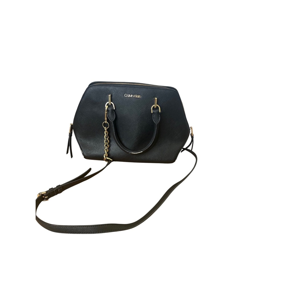 Calvin‎ Klein Black Satchel Crossbody Bag Gold Tone Hardware